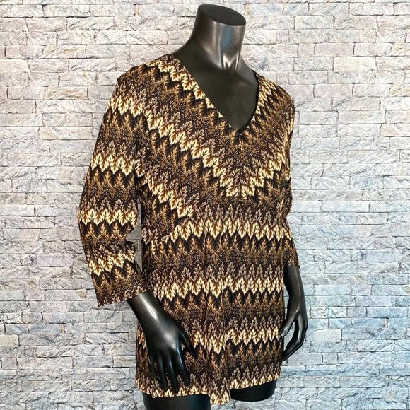 JM Collection Abstract Print Blouse - Picture 3 of 6